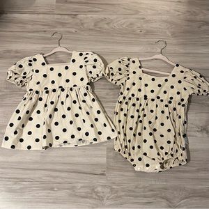 Sisters Toddler Matching Set Dress Romper Bodysuit Polka Dot Baby Girl Outfit